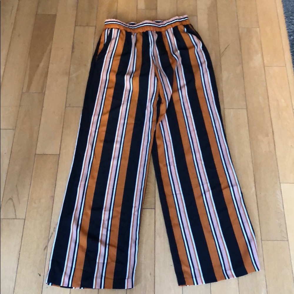 Striped wide leg high waisted pants